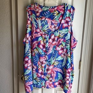 WOMEN WITHIN PINK BLUE FLORAL TANK SZ 2X